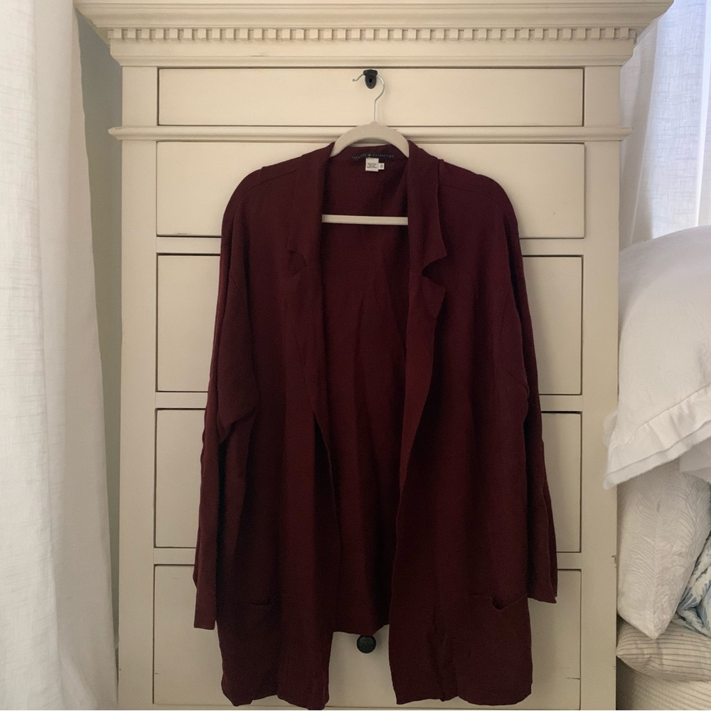 Peruvian Connection Pima Cotton Burgundy Sweater Cardigan